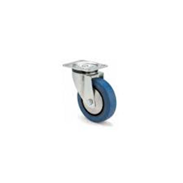 RUEDA GOMA AZUL GIRATORIA PLATINA