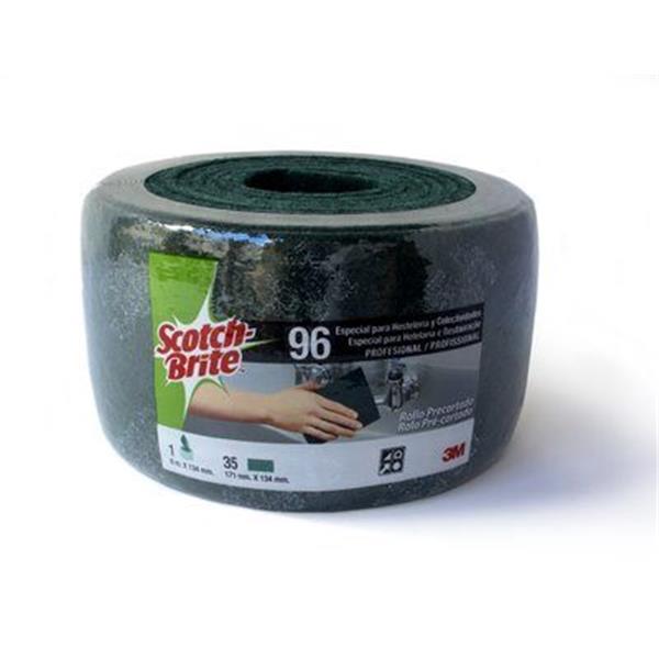 3M&trade; Scotch-Brite&trade; 96 Rollo Fibra verde limpieza general precortado 134 mm x 6 m