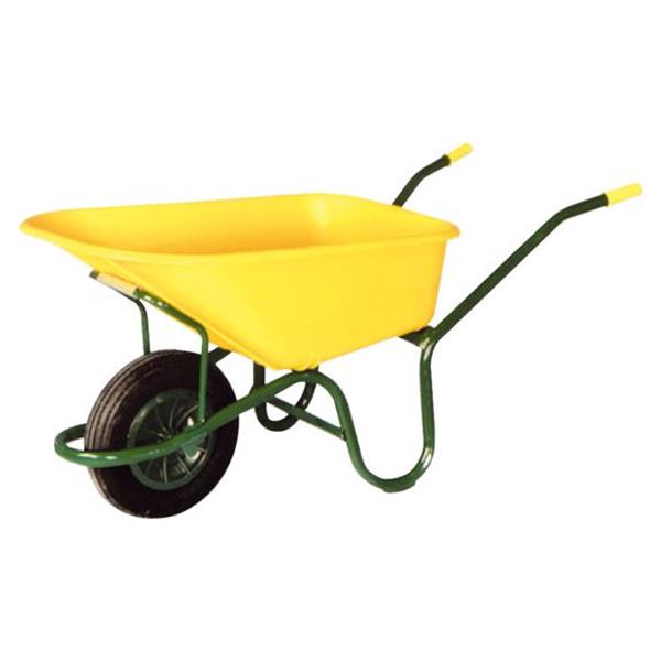 CARRETILLA NYLON AMARILLA C1/570 100L RUEDA NEUMATICA