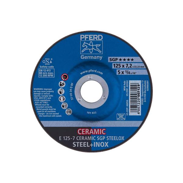 PFERD DISCO DESBASTE E 125-7 CERAMIC SGP STEELOX