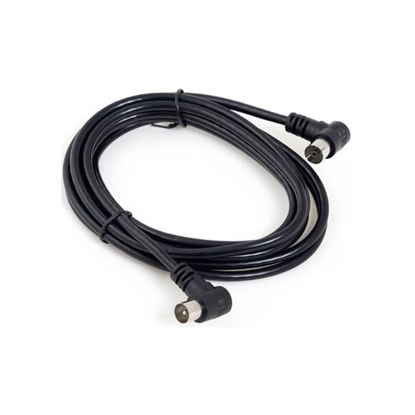 CABLE ANTENA CONECTORES ACODADOS 2,5M NEGRO