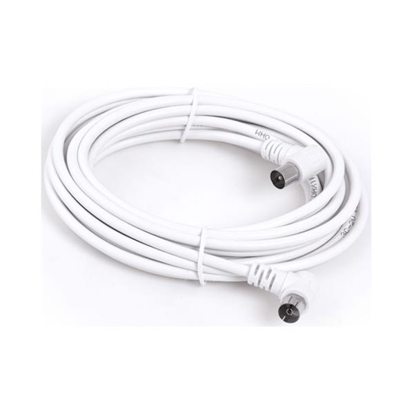 CABLE ANTENA CONECTORES ACODADOS 5M BLANCO