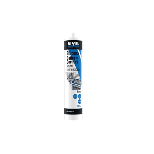 SILICONA NEUTRA COCINAS Y BA&Ntilde;OS CON FUNGICIDA 280 ML NIVEL *** BLANCO