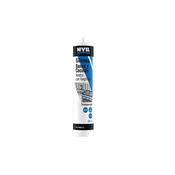 SILICONA NEUTRA COCINAS Y BA&Ntilde;OS CON FUNGICIDA 280 ML NIVEL *** TRANSPARENTE