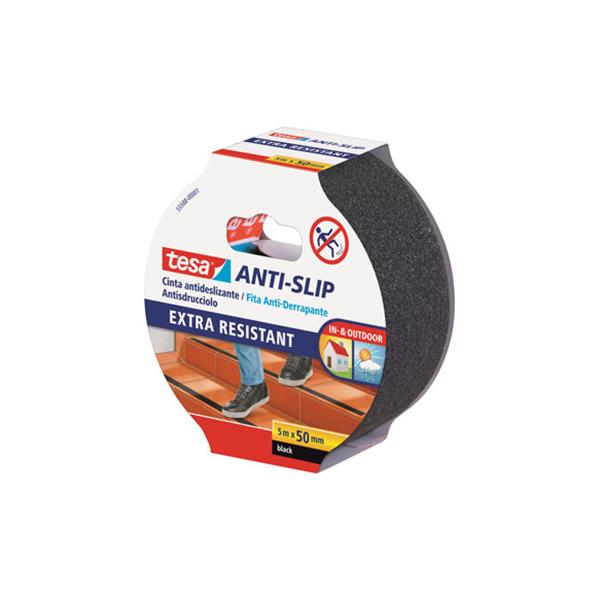 TESA CINTA ANTIDESLIZANTE EXTRA RESISTENTE 50 MM X 5 MTS NEGRA