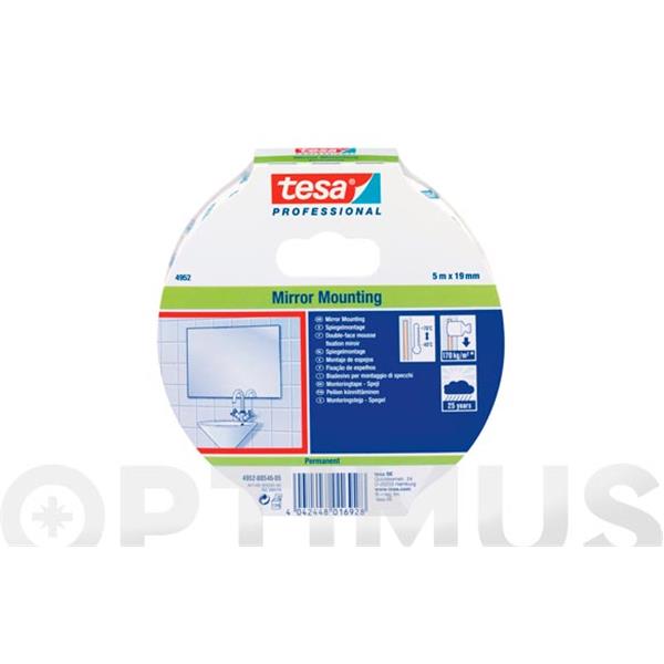 TESA CINTA DOBLE CARA MOUNTING PRO ESPEJOS 5 MTS X 19 MM BLANCA (RL1)