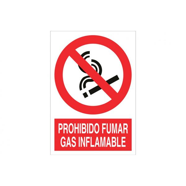 SE&Ntilde;AL PROHIBICION CASTELLANO ADHESIVO 200X300 MM-PROHIBIDO FUMAR GAS INFLAMABLE