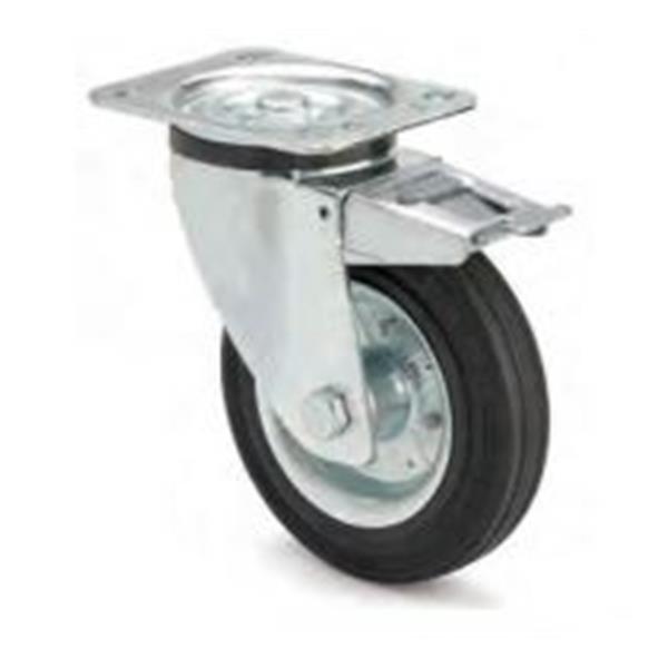 ARSA RUEDA GIRATORIA FRENO &Oslash; 80x25 GOMA NEGRALLANTA METALICA,ARSA RODILLOS