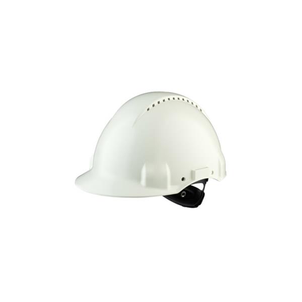3M&trade; casco, Uvicator, con arn&eacute;s de ruleta, ventilado y banda antisudor de pl&aacute;stico, blanco, G3000NUV-VI