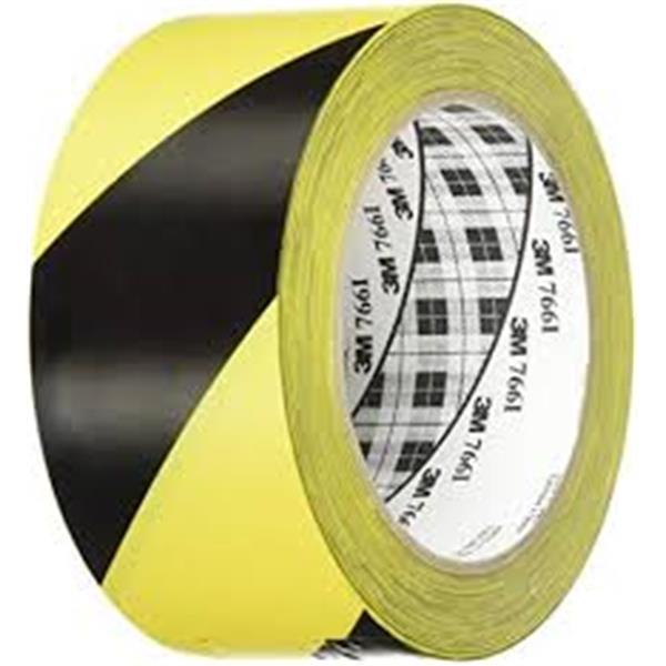 3M Cinta de Vinilo con Franjas de Seguridad 7661, Amarilla/Negra, 50 mm x 33 m