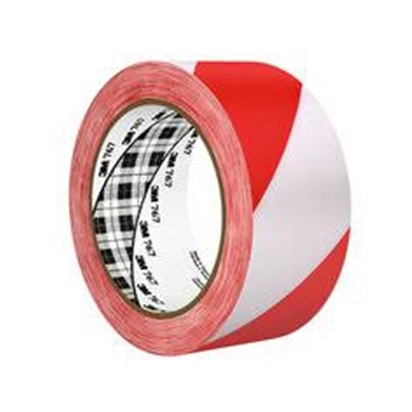 3M Cinta de Vinilo con Franjas de Seguridad 767, Rojo/Blanca,&nbsp;50 mm x 33 m