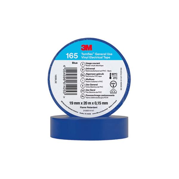 3M&trade; CINTA AISLANTE PVC Temflex&trade; 165 19mm x 20m Azul