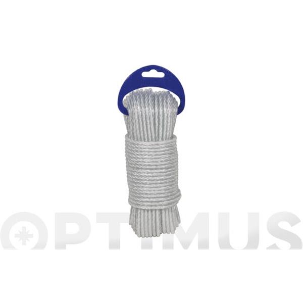 CUERDA POLIETILENO CABLEADA PLASTIFICADA 4C 5MM  25 MT BLANCO