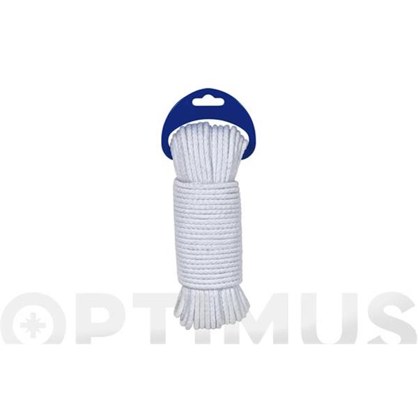 CUERDA ALGODON TRENZADO CON ALMA 4,5MM 10 MT BLANCO
