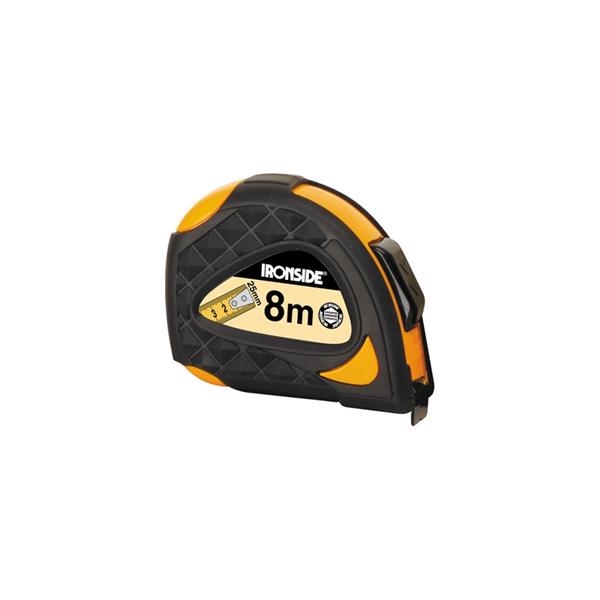 IRONSIDE FLEXOMETRO 8 M x 25 MM CON AUTO FRENO ANTI CHOQUE, CINTA IMPRESA DOS CARAS