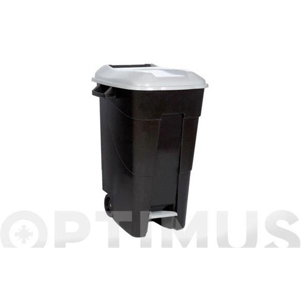 CONTENEDOR NEGRO CON PEDAL 120L-TAPA GRIS