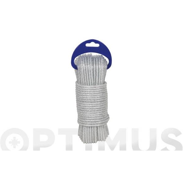 CUERDA POLIETILENO CABLEADA PLASTIFICADA 4C 5 MM   5 MT BLANCO