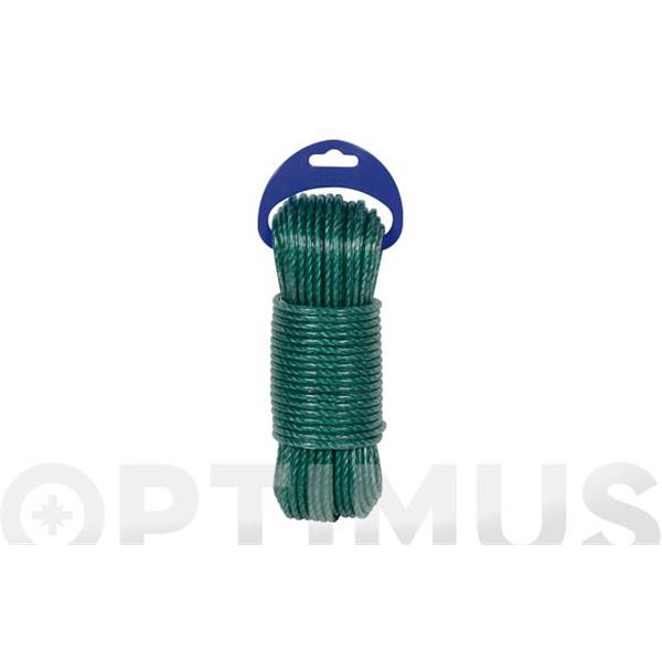 CUERDA POLIETILENO CABLEADA PLASTIFICADA 4C 5 MM  15 MT VERDE