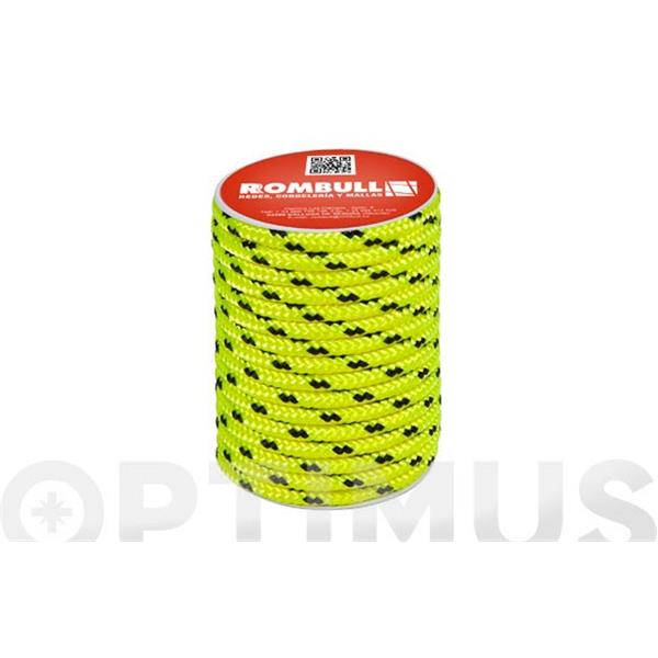CUERDA POLIESTER TRENZADO CON ALMA 10 MM 15 MT AMARILLO FLUORESCENTE