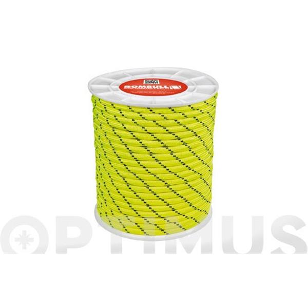 CUERDA POLIESTER TRENZADO CON ALMA 12 MM 25 MT AMARILLO FLUORESCENTE