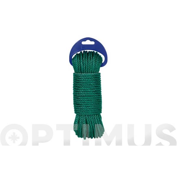 CUERDA POLIETILENO CABLEADA 4C 5 MM  20 MT VERDE