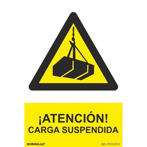 SE&Ntilde;AL ADVERTENCIA &iexcl;ATENCION! CARGA SUSPENDIDA      490X345 MM