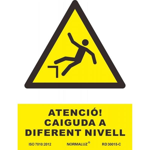 SE&Ntilde;AL ADVERTENCIA CATALAN 490X345 MM-ATENCIO CAIGUDES A DIFERENT NIVELL