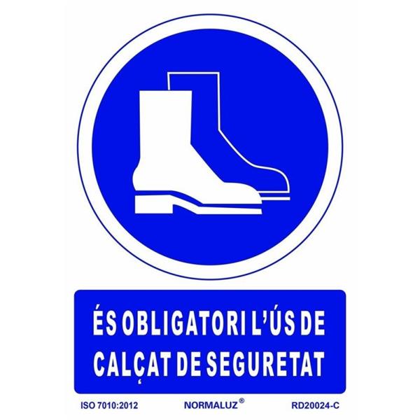 SE&Ntilde;AL OBLIGACION CATALAN 490X345 MM-OBLIGATORI L'US CAL&Ccedil;AT SEGURETAT