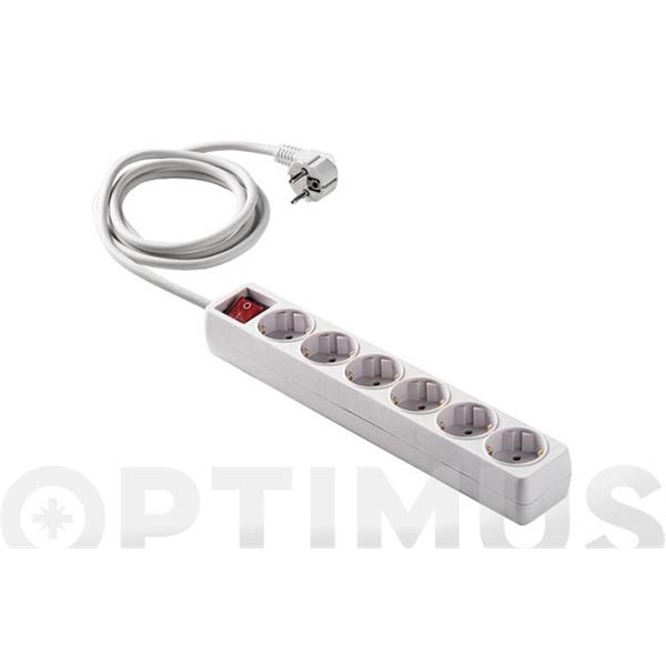 BASE MULTIPLE ECO CON INTERRUPTOR 6 TOMAS 3 MT