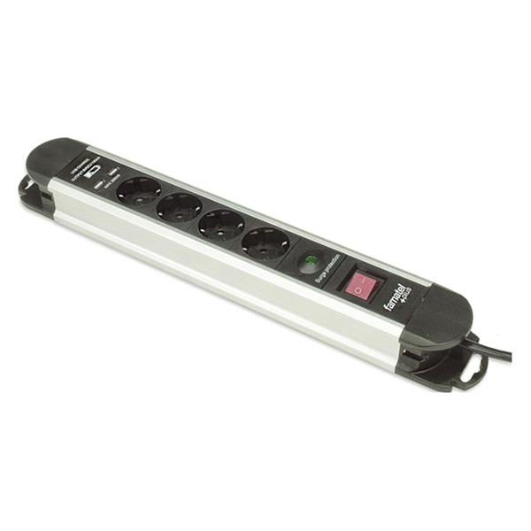 BASE MULTIPLE CON INTERRUPTOR 1,5M 4 TOMAS + 2 USB