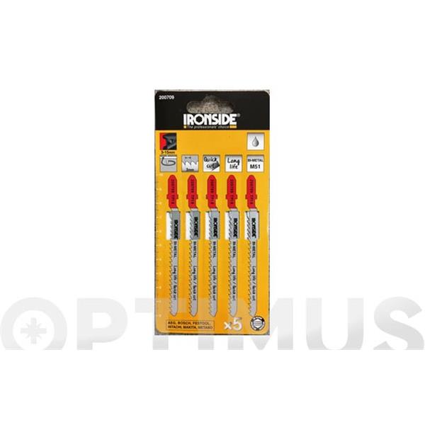HOJA SIERRA CALAR PARA METAL T227 D 5 UDS CURVO FINO. LOGITUD 100 MM