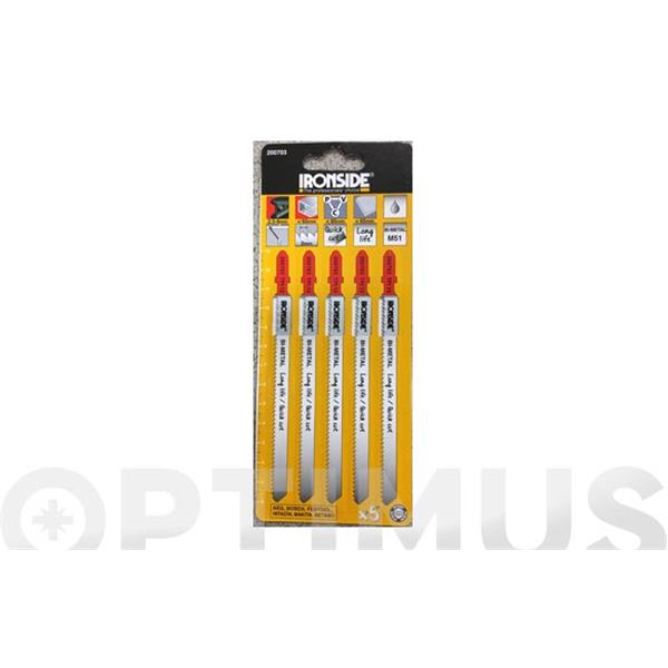 HOJA SIERRA CALAR PARA METAL Y PVC T318 BF 5 UDS RECTO FINO. LOGITUD 130 MM