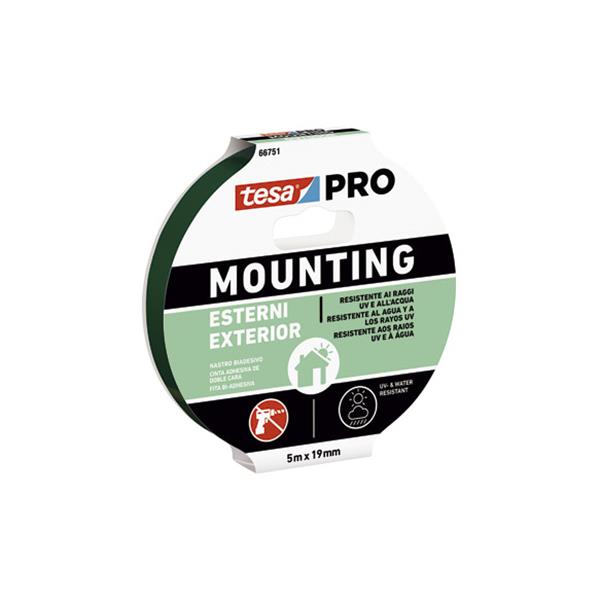 TESA CINTA DOBLE CARA MOUNTING PRO EXTERIORES 5 M X 19 MM UV RESISTENTE
