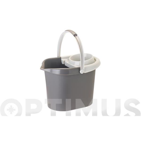 CUBO RECTANGULAR 12L CON ESCURRIDOR BAMBOO PRINT GREY