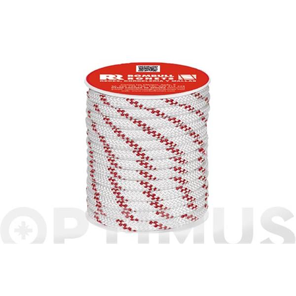 CUERDA POLIESTER TRENZADO CON ALMA  6 MM 25 MT BLANCO