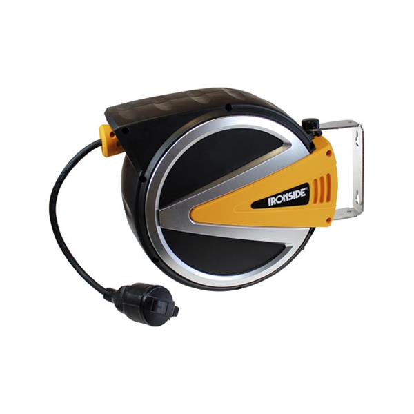 ENROLLACABLE MURAL RECOGIDA AUTOM&Aacute;TICA 12 M + 1M &Oslash; 3 X 1,5 MM CON ESTRIBO PARA MONTAR EN PARED