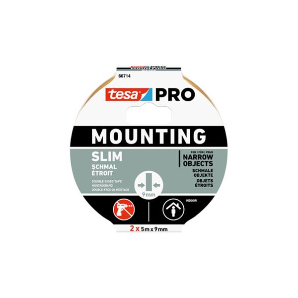 TESA CINTA DOBLE CARA MOUNTING PRO INTERIOR 5 M X 9 MM ESTRECHA (2 UDS)