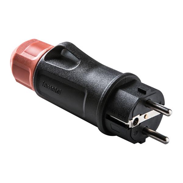 CLAVIJA TT 16A-250V NEGRO CON PRENSAESTOPA