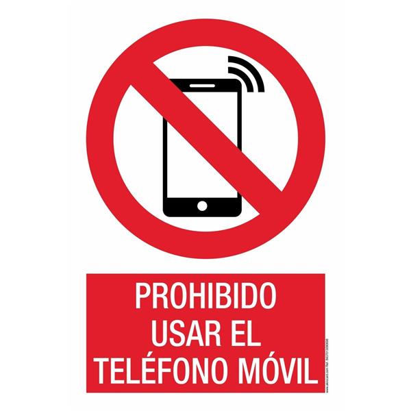 SE&Ntilde;AL PROHIBICION CASTELLANO PVC 21X30 CM-PROHIBIDO USAR TELEFONO MOVIL