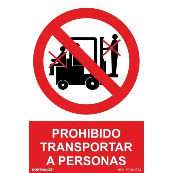 SE&Ntilde;AL PROHIBICION CASTELLANO ADHESIVO 100X150 MM PROHIBIDO TRANSPORTAR A PERSONAS